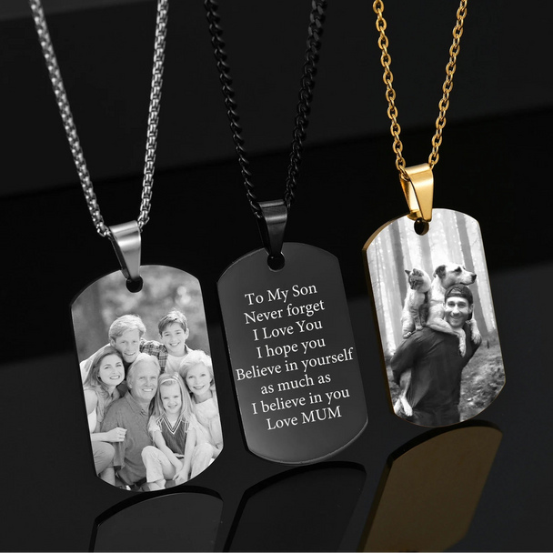 Custom Square Pendant Necklace - Engravable Text & Picture Design - SHOPPERS' CASTLE