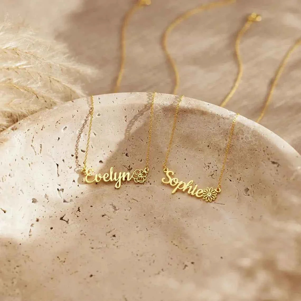 Customized Birthday Flower Name Clavicle Chain - Summer Travel