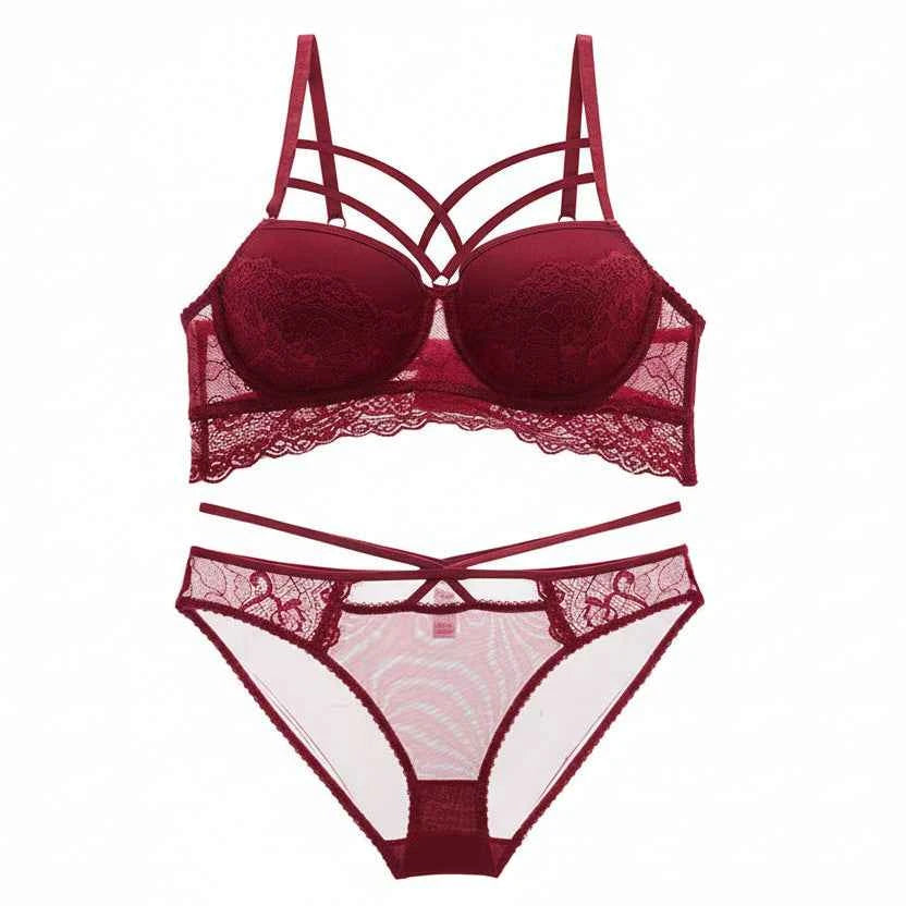 Sexy Bandage Push-Up Bra Set with Thick Gather