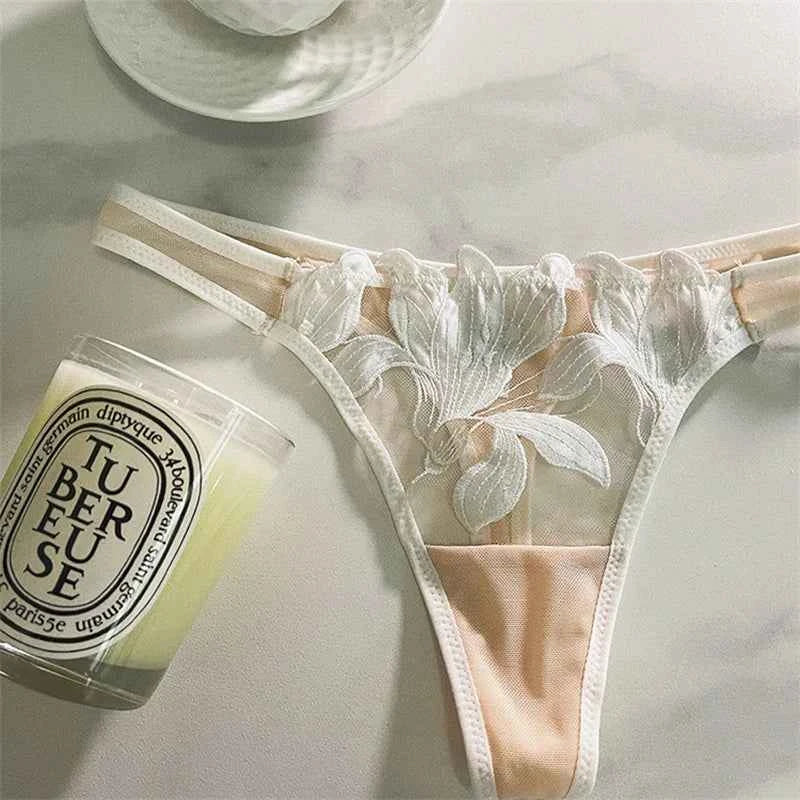 French Lace Embroidered G-String