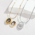 Personalized Photo Album Locket Necklace - Cross Butterfly Oval - SHOPPERS' CASTLE