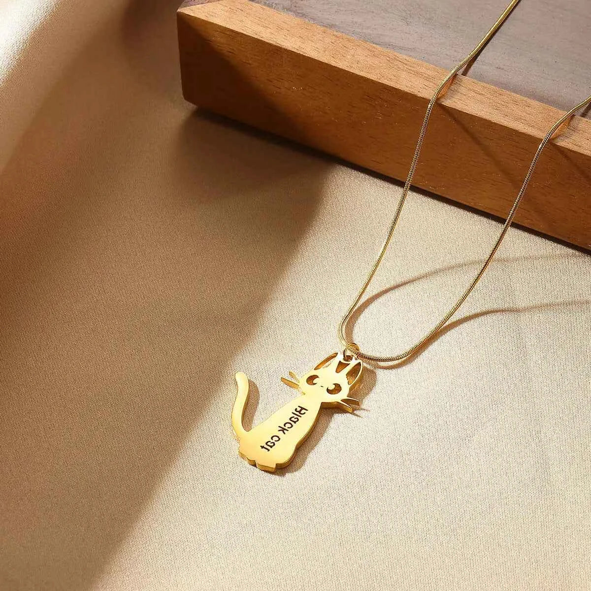 Cat Name Snake Chain Clavicle Necklace - Personality Jewelry