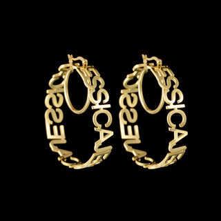 Custom Name 50mm Hoop Earrings - Hollow Letters - SHOPPERS' CASTLE