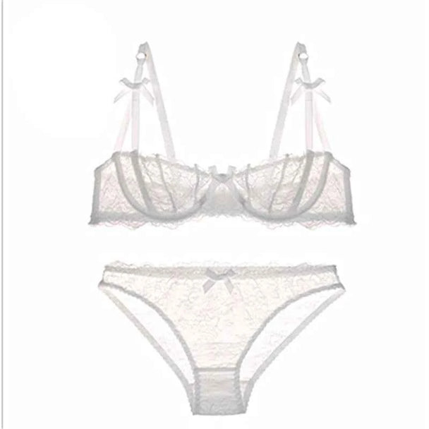 Ultra-Thin Bow Embroidery Bra Set