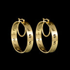 Custom Name 50mm Hoop Earrings - Hollow Letters - SHOPPERS' CASTLE