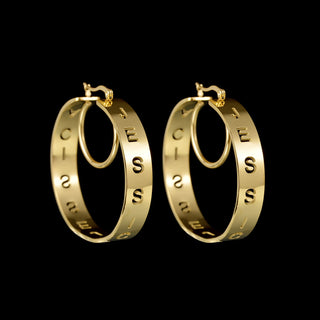 Custom Name 50mm Hoop Earrings - Hollow Letters - SHOPPERS' CASTLE