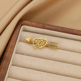 Custom Arrow Piercing Heart Name Brooch - Engagement Party