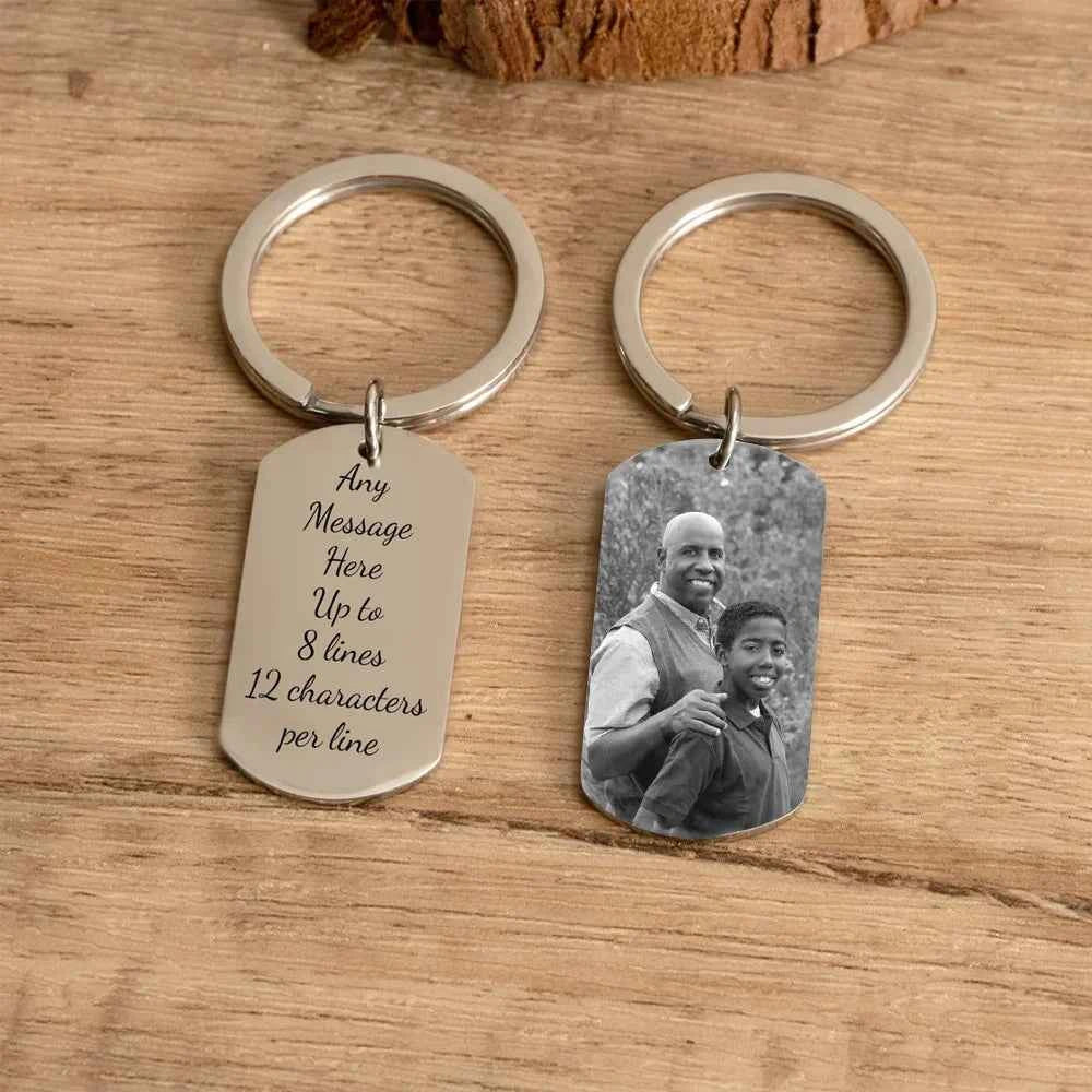 Engrave Name Picture Rectangle Keychain