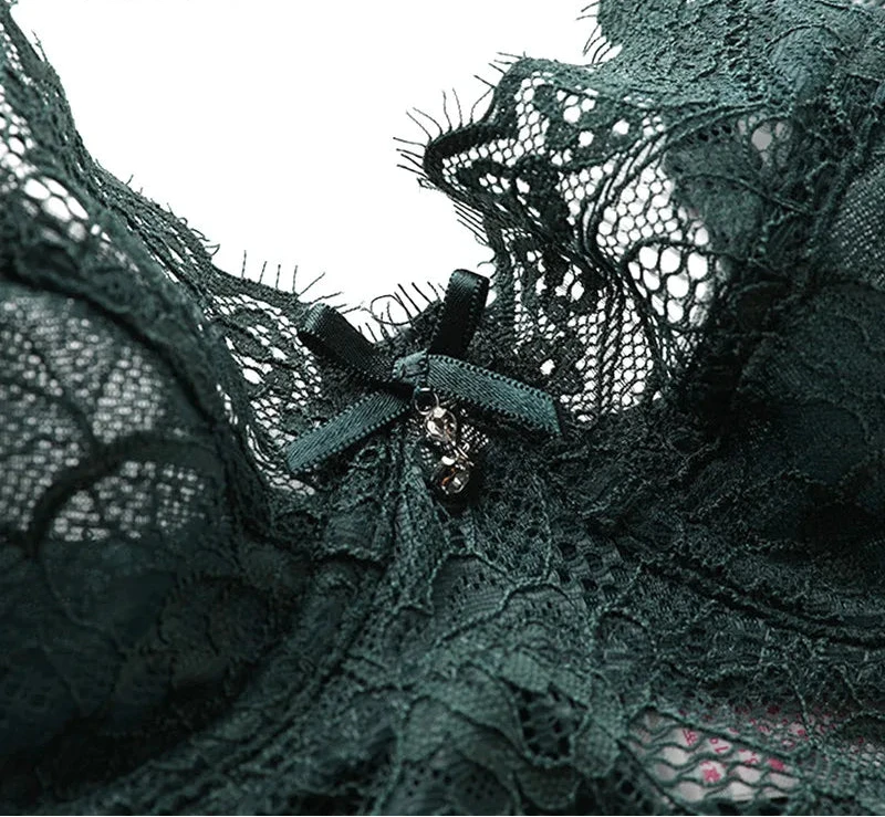 Deep V Ultra-Thin Bra Set - Plus Size