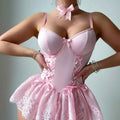 Pink Corset Lingerie Set - 5 Piece