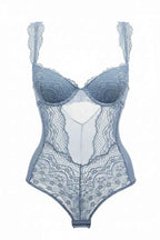 White Bustier Embroidery Bodysuit with Push-Up Bra