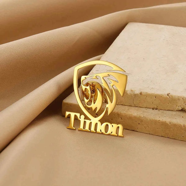 Customized Lion Name Brooch - Geometric Business Party
