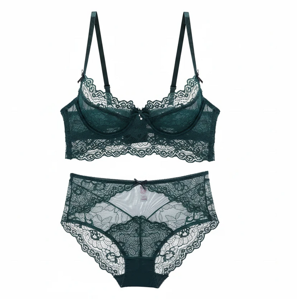 Deep V Ultra-Thin Bra Set - Plus Size
