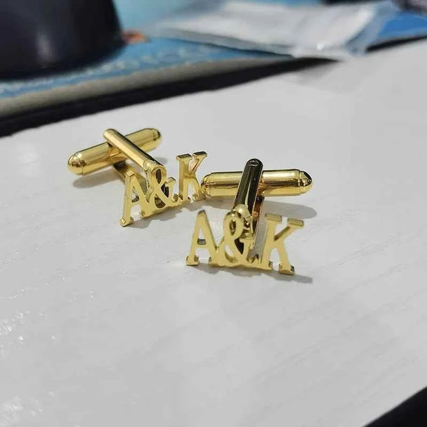 Custom Engraved Letter Name Cufflinks - Mens Wedding Gifts