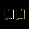 Custom Name Square Hoop Earrings - Stainless Steel - SHOPPERS' CASTLE