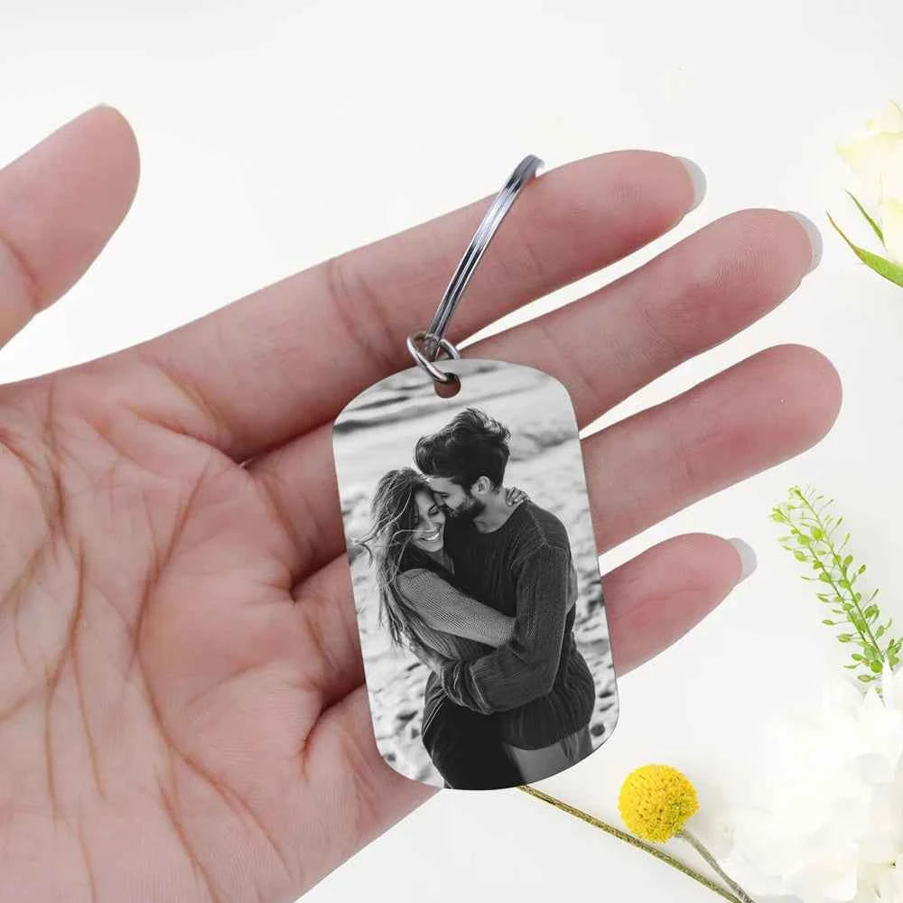 Engrave Name Picture Rectangle Keychain