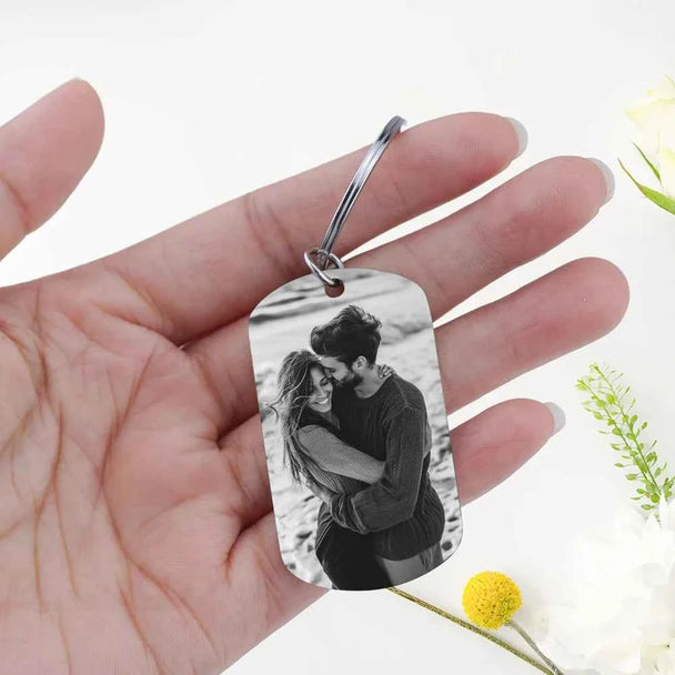 Engrave Name Picture Rectangle Keychain