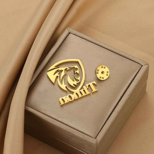 Customized Lion Name Brooch - Geometric Business Party
