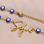 Custom Name Devil's Eye Chain Necklace - Handmade Nameplate