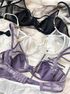 Hollow Ultra-Thin Breathable Push-Up Bra Set - Plus Size 95CD - SHOPPERS' CASTLE