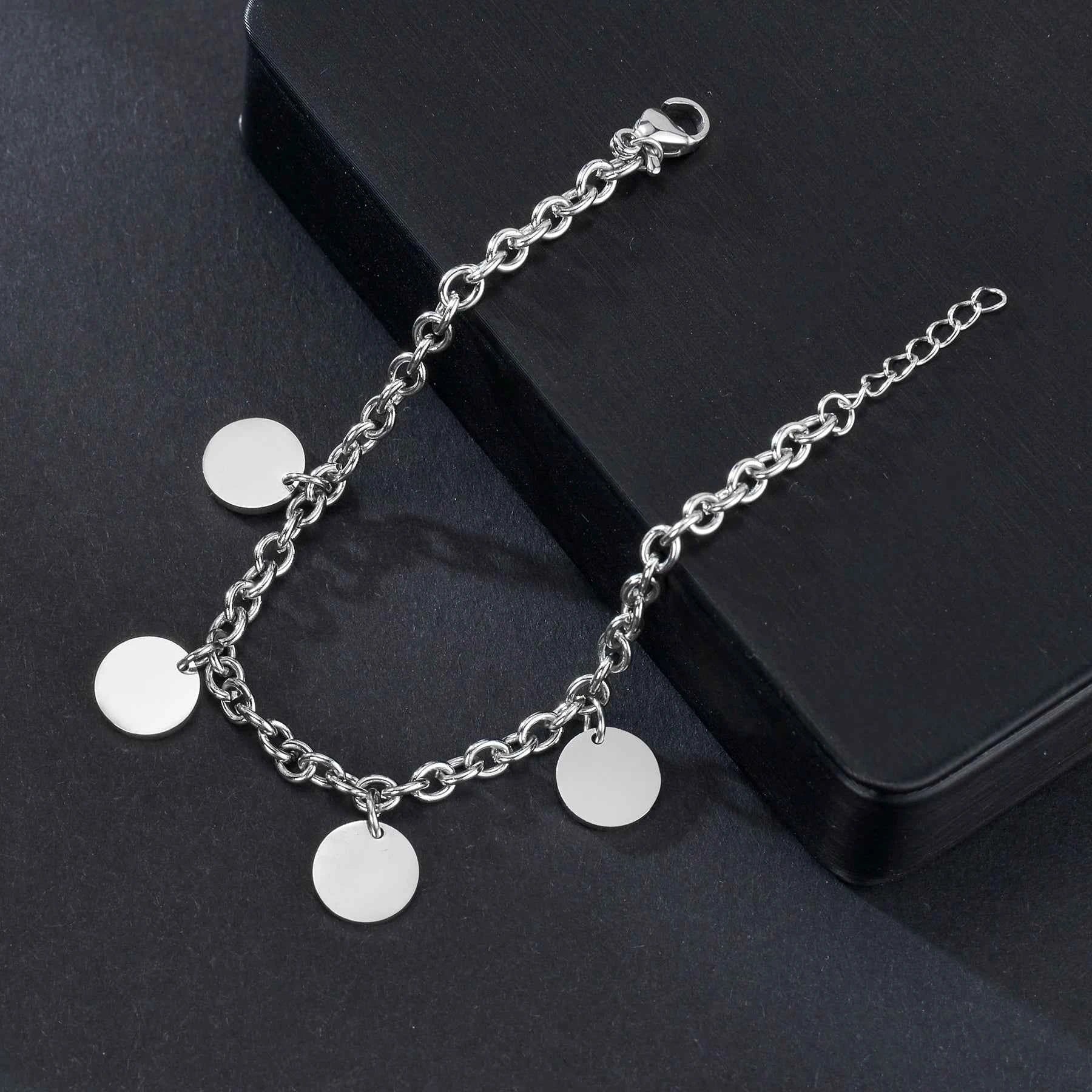 Engraved Name Thick Figaro Chain Bracelet - Stainless Steel