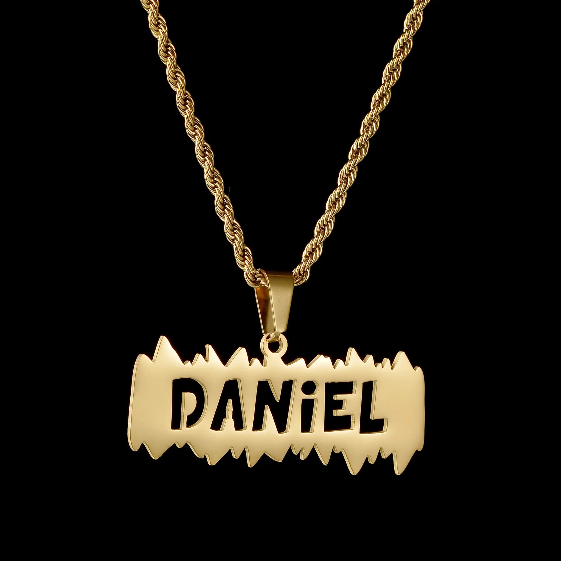 Personalized Name Hollow Crown Twist Chain Necklace - Pendant - SHOPPERS' CASTLE
