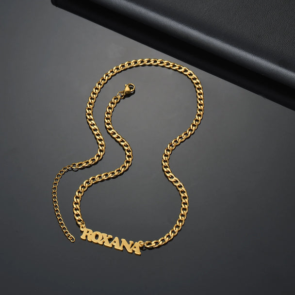 Custom Sideways Name Necklace - Stainless Steel - SHOPPERS' CASTLE