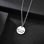 Custom Name Engrave Pattern Coin Circle Pendant Necklace - Chain