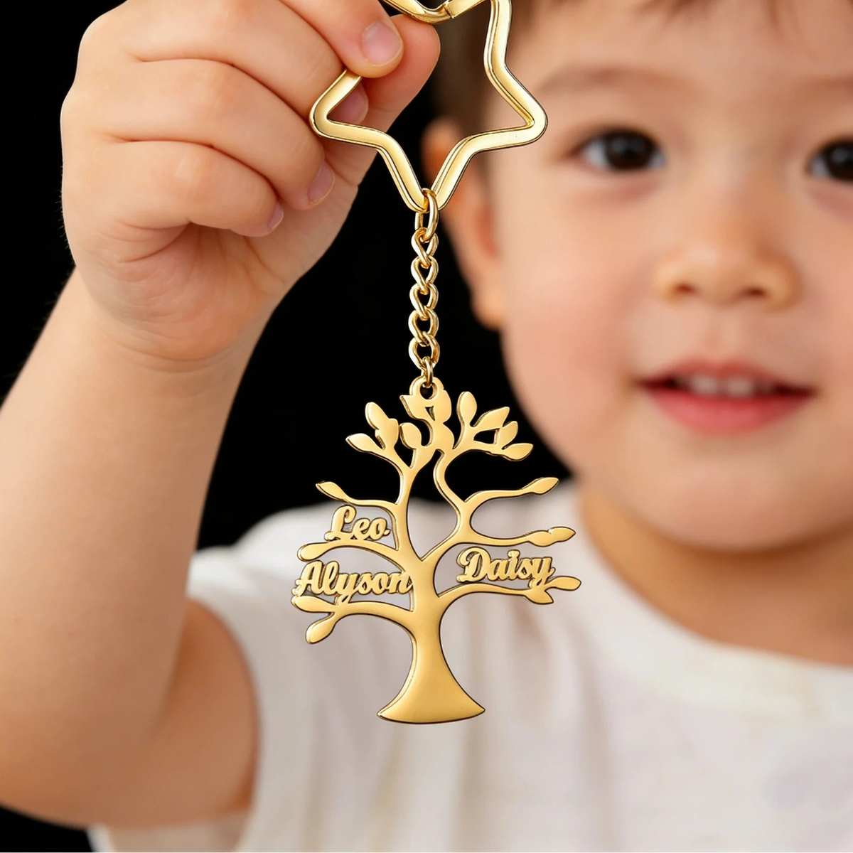 Custom Name Birthstone Tree of Life Keychain - Family Member