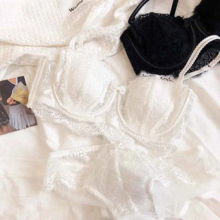 French Lace Embroidery Bra Set with Detachable Straps