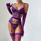 Purple Erotic Lingerie Babydoll Set