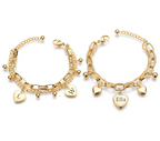Engrave Name Heart Link Chain Bracelet - Stainless Steel