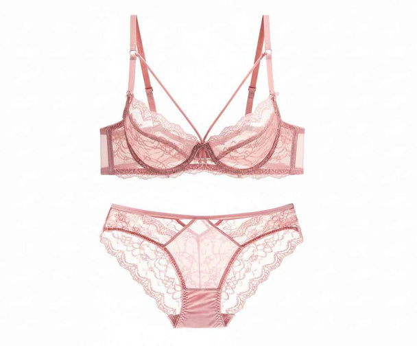 Green Ultra-Thin Lace Embroidery Bra Set - Plus Size