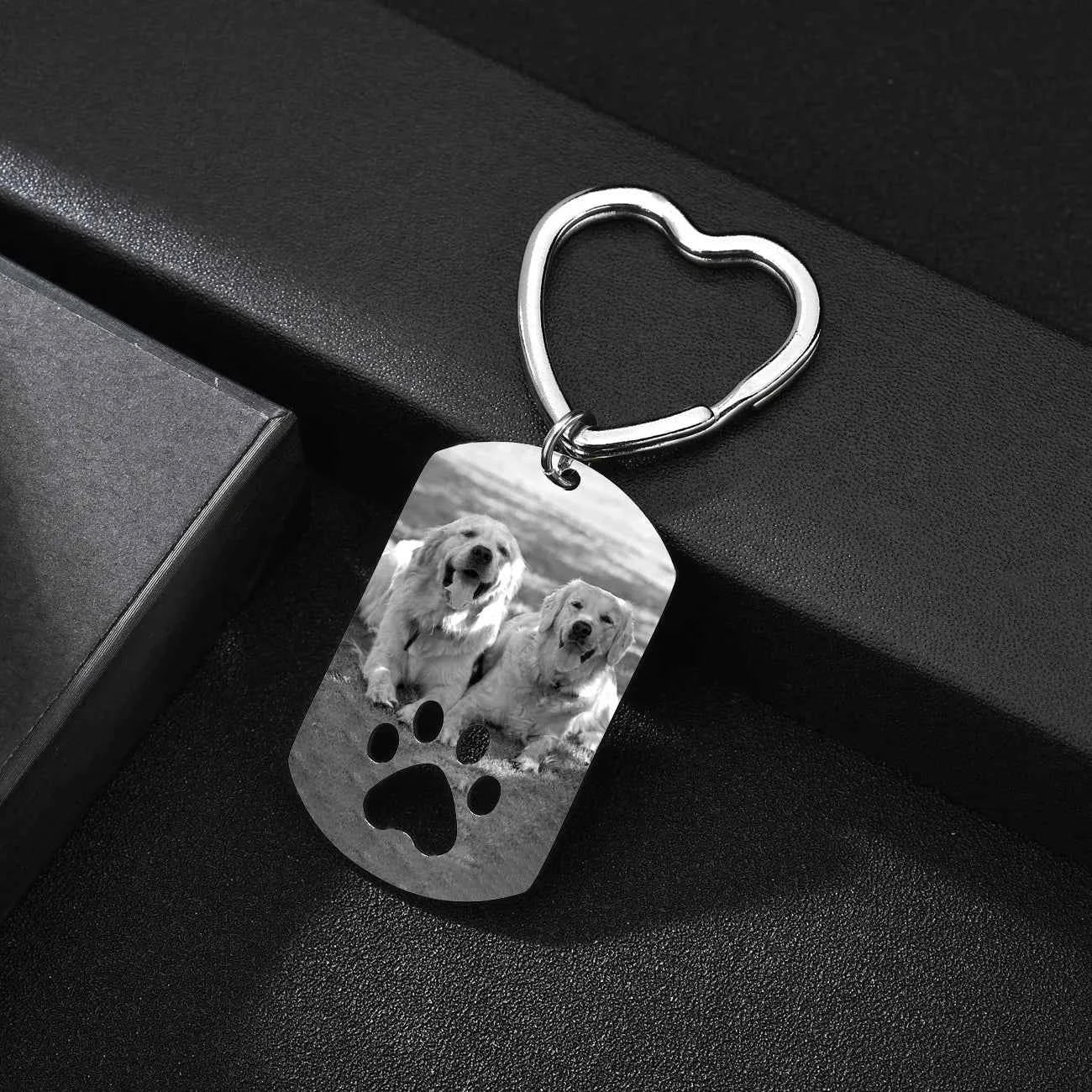 Engrave Name Picture Keychain - Square or Heart Design