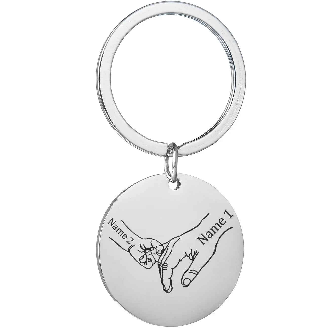 Personalized Heart Round Keychain - Engraving Words