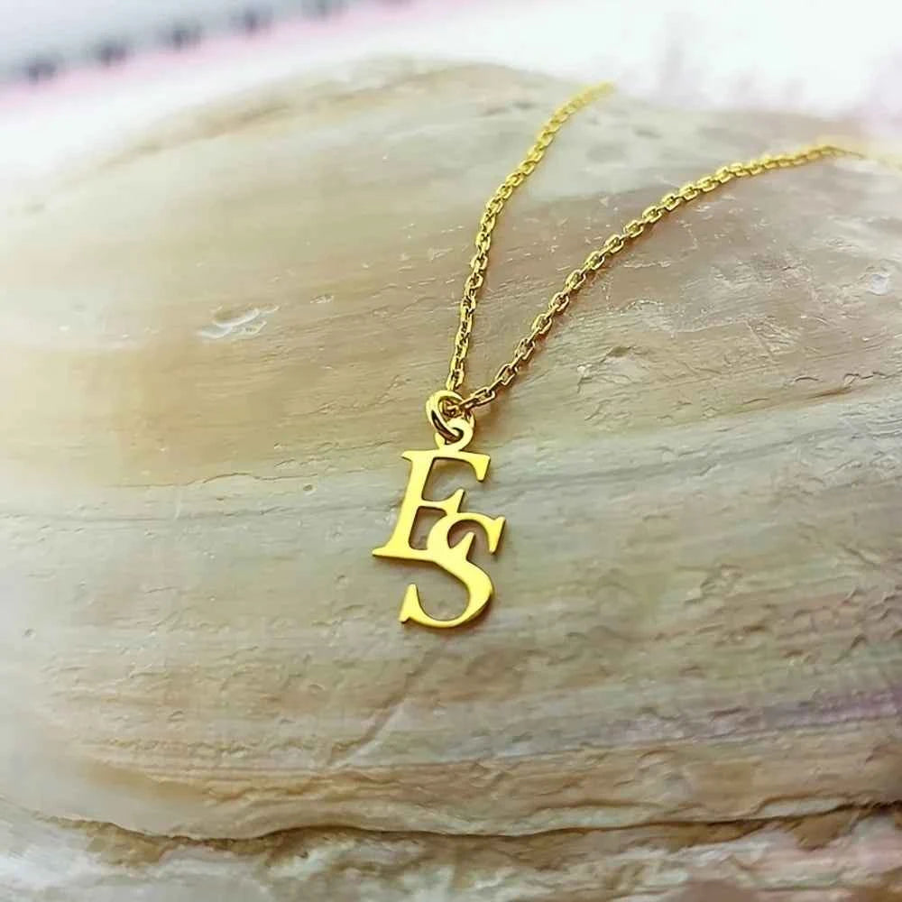 Geometric Initial Letter Necklace - Wedding Party Jewelry