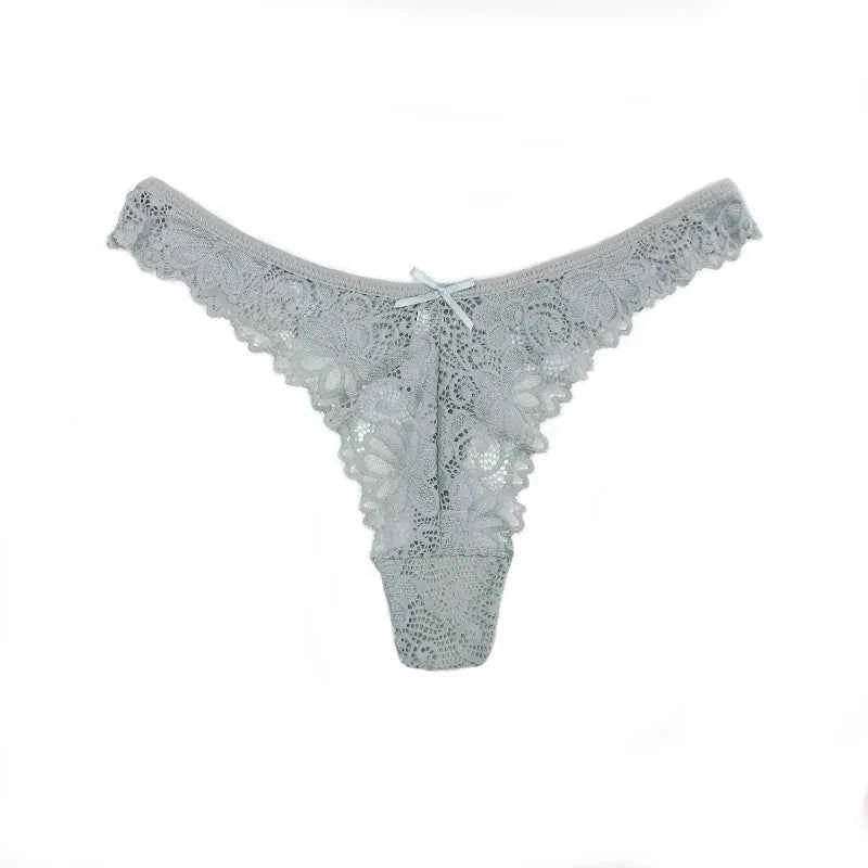 Sheer Floral Lace Thong - Elegant Low-Waist G-String