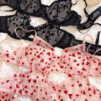 Ultra-Thin Transparent Push-Up Bra & Thong Set with Hearts