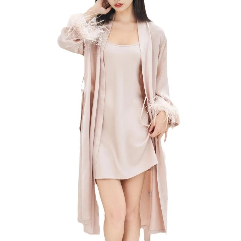 100% Mulberry Silk Nightgown & Robe Set - Luxury Sleepwear