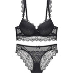 Romantic Lace Embroidery Push-Up Bra Set - Plus Size
