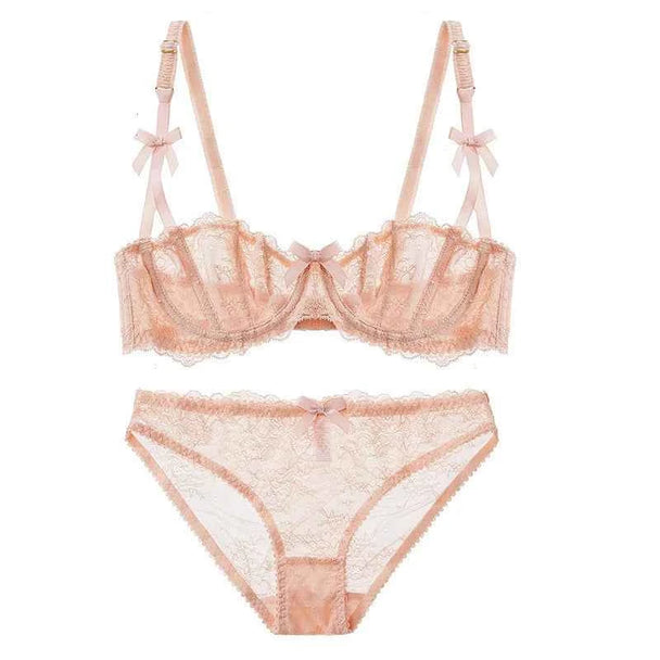 Ultra-Thin Bow Embroidery Bra Set