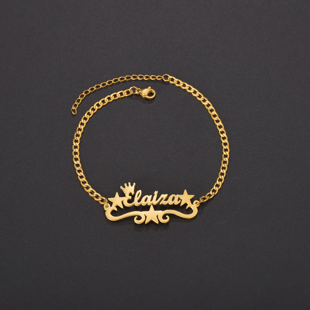 Custom Name Anklet - Thick Chain with Charms - SHOPPERS' CASTLE