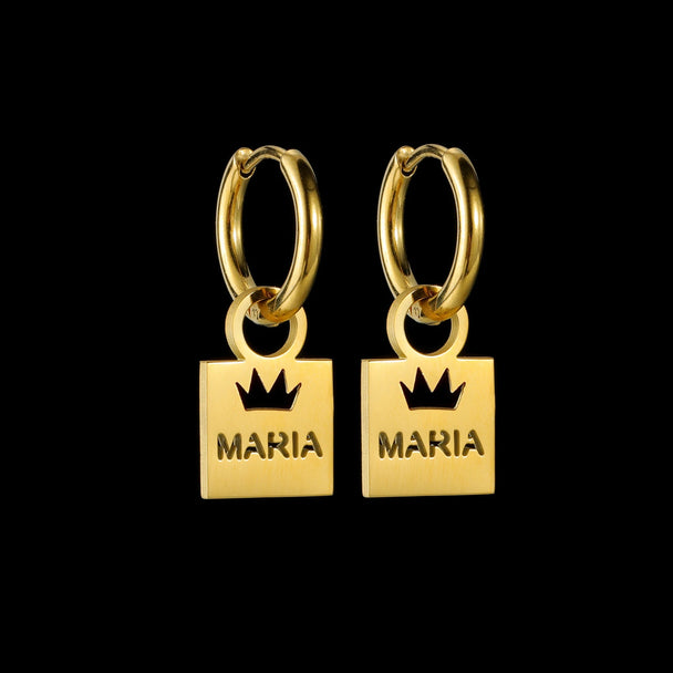 Custom Hollow Heart Name Earrings - Stainless Steel - SHOPPERS' CASTLE