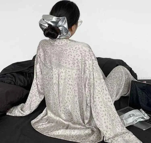Gray Leopard Pajama Set - SHOPPERS' CASTLE