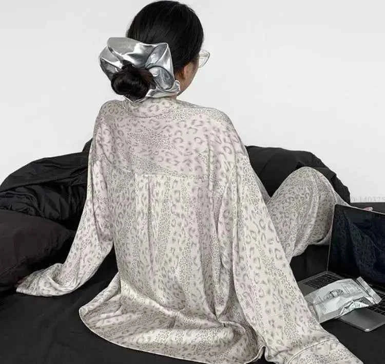 Gray Leopard Pajama Set - SHOPPERS' CASTLE