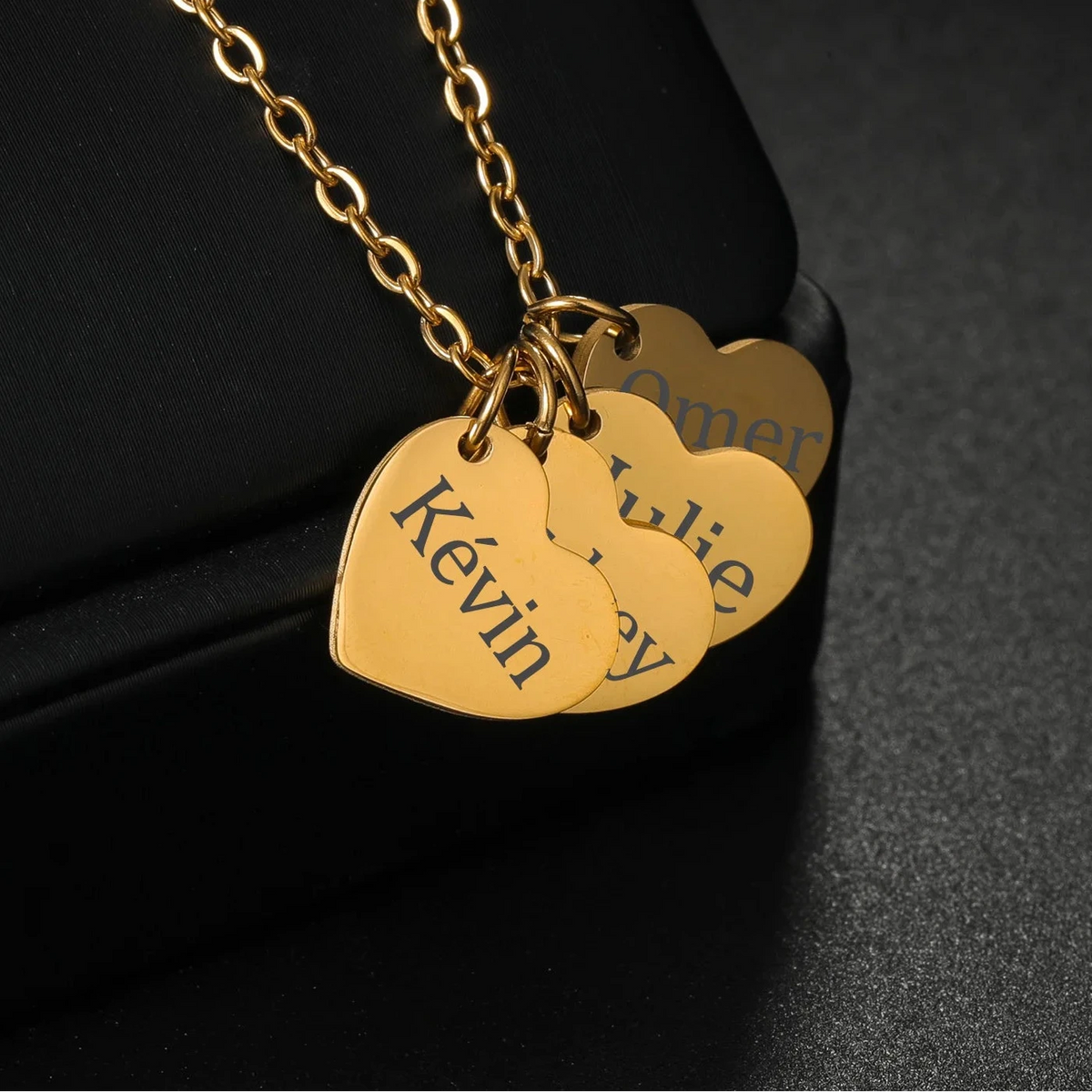 Personalized Name Heart Engrave Letter Necklace - Mother Kids