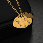 Personalized Name Heart Engrave Letter Necklace - Mother Kids