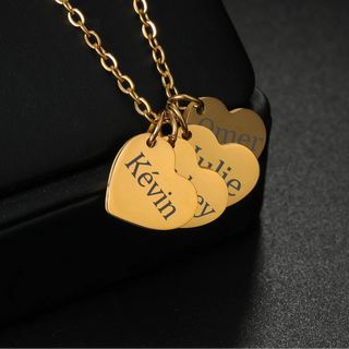 Personalized Name Heart Engrave Letter Necklace - Mother Kids