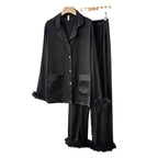 Feather Dream Satin Pajama Set - Luxury Loungewear - SHOPPERS' CASTLE