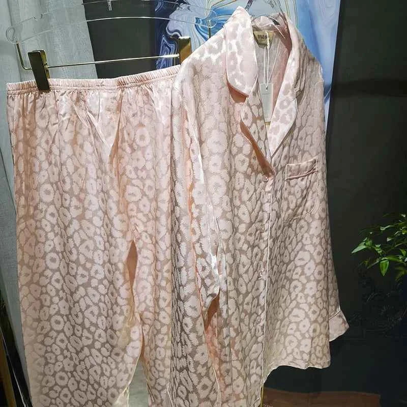 Leopard Print Silk Pajama Set - 19MM - SHOPPERS' CASTLE